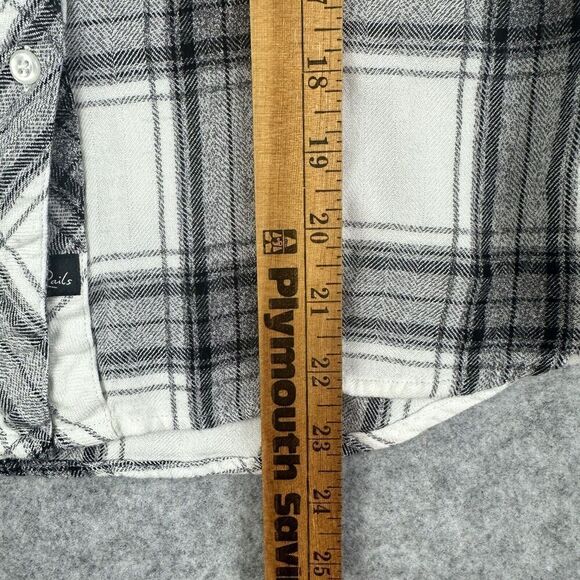 Rails Flannel Shirt Womens Small Black White Plaid Button Front Pocket Soft LS* - Picture 10 of 14